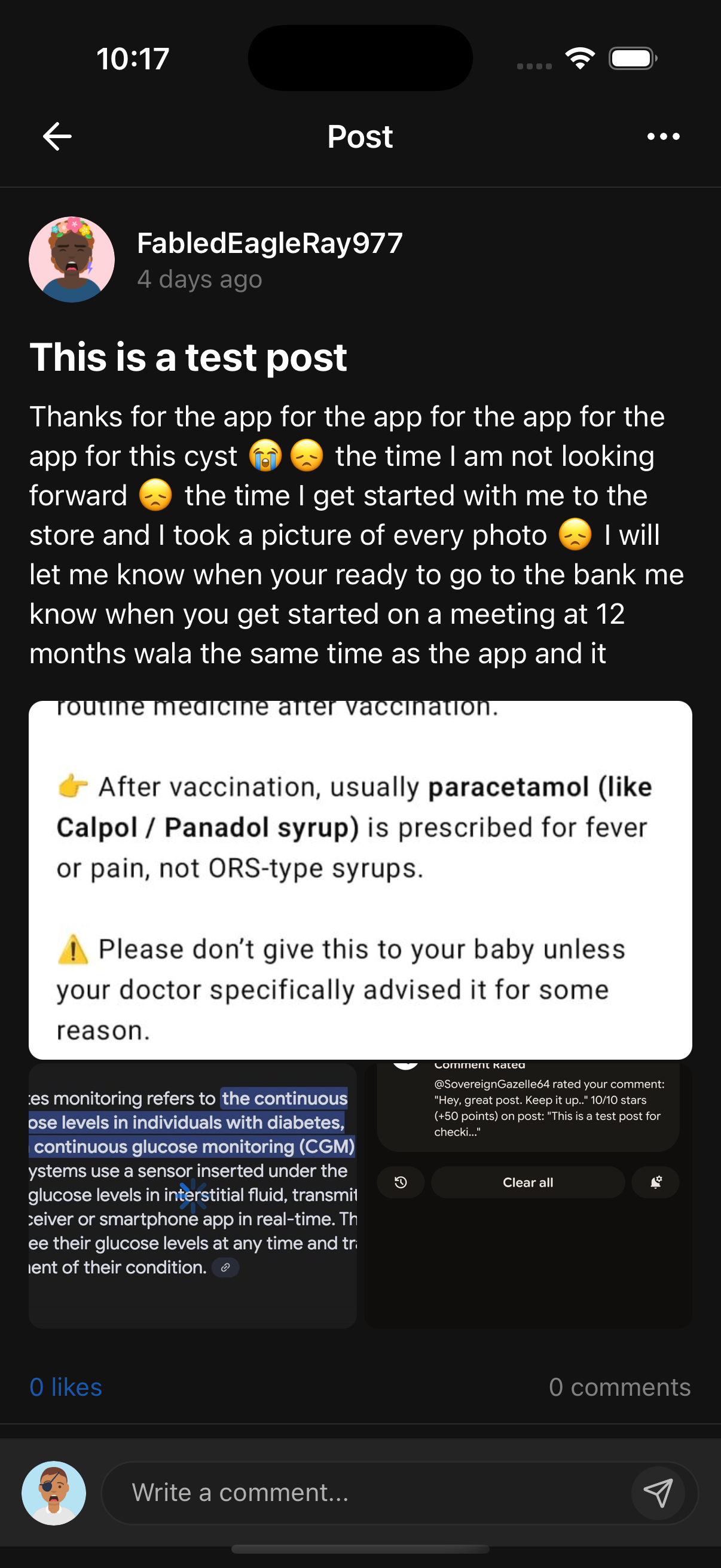 Post Details Dark Theme